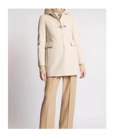 Fay Ivory Short Coat With Tailored Silhouette And Minimalist Design In Neutral
