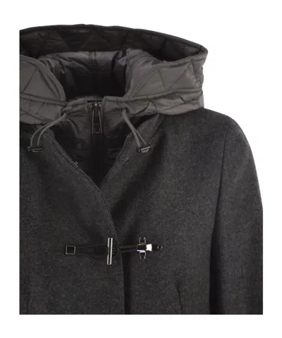 Fay Toggle Wool-blend Coat In Black