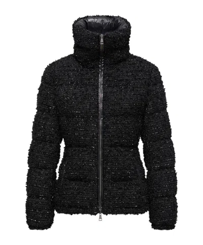 Moncler Textured Urbel Down Jacket With High Collar In Black