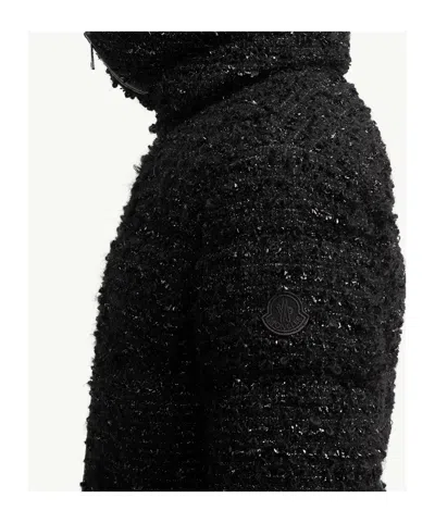 Moncler Textured Urbel Down Jacket With High Collar In Black