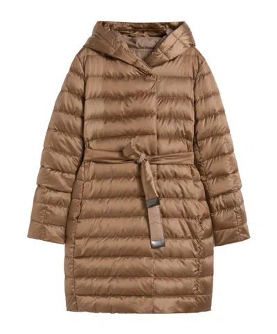 Max Mara Reversible Down Jacket In Water-repellent Satin In Brown