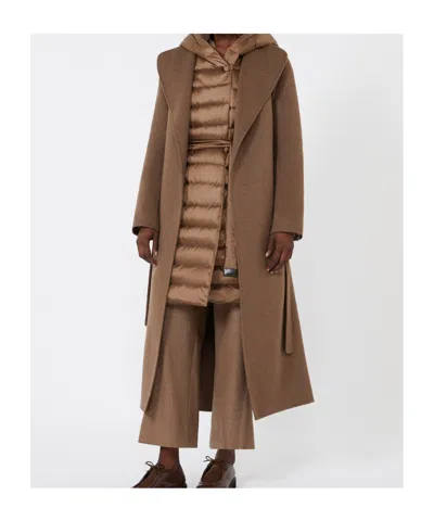 Max Mara Reversible Down Jacket In Water-repellent Satin In Brown