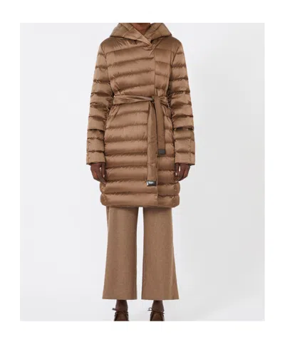 Max Mara Reversible Down Jacket In Water-repellent Satin In Brown