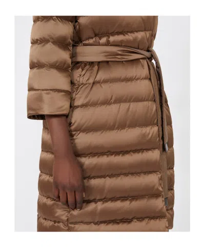 Max Mara Reversible Down Jacket In Water-repellent Satin In Brown