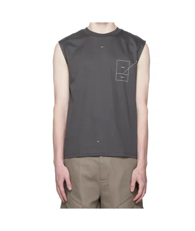 Heliot Emil Graphic-print Cotton Top In Gray