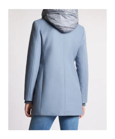 Fay Clear Blue Minimalistic Coat With Structured Collar In Blue