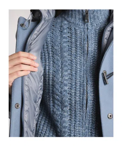 Fay Clear Blue Minimalistic Coat With Structured Collar In Blue