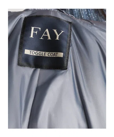Fay Clear Blue Minimalistic Coat With Structured Collar In Blue