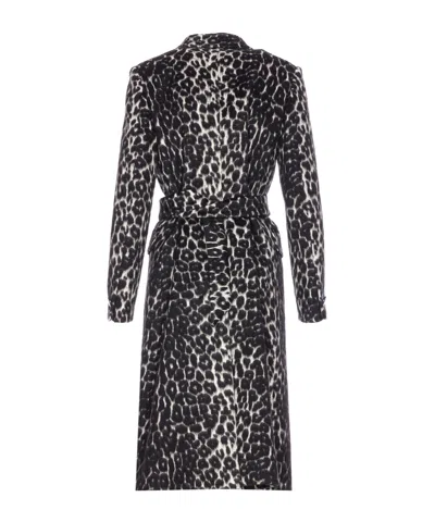 Tagliatore Long Leopard Print Coat With Belted Waist In Animal Print
