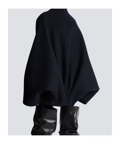 Balmain Wool-blend Oversized Wrap Coat In Black