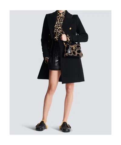 Balmain B-buzz Dynasty Bag In Embroidered Velvet In Black