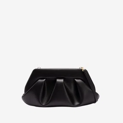 Themoirè Pleated Rectangular Shoulder Bag With Detachable Strap In Black