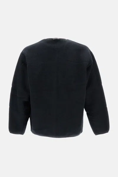 And Wander Wool Fleece Cardigan In Black