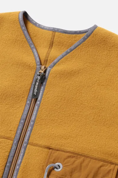 And Wander Wool Fleece Cardigan In Yellow