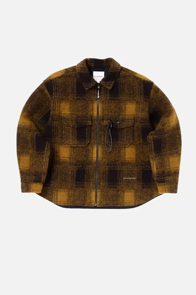 And Wander 50 Wool Shaggy Zip Jacket In Brown