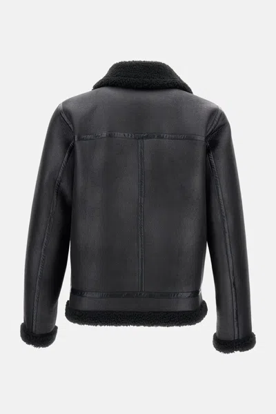 Apc Bomber Jacket With Shearling Collar And Cuffs In Black