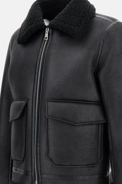 Apc Bomber Jacket With Shearling Collar And Cuffs In Black