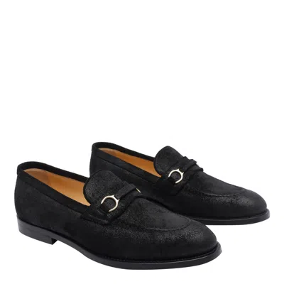 Brunello Cucinelli Suede Penny Loafers With Round Toe And Buckle In Black