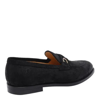 Brunello Cucinelli Suede Penny Loafers With Round Toe And Buckle In Black