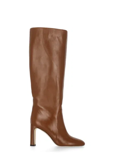 Stuart Weitzman 90mm Babette Leather Knee-high Boots In Brown