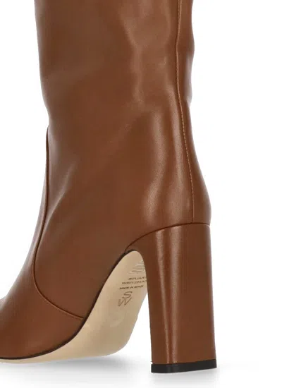 Stuart Weitzman 90mm Babette Leather Knee-high Boots In Brown
