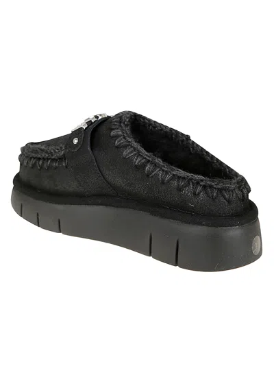 Mou Bounce Clog Slipper-mule In Black Leather In Black