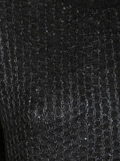 Herno Double Sequin-effect Knit Sweater With Crew Neck And Ribbed Edges In Black