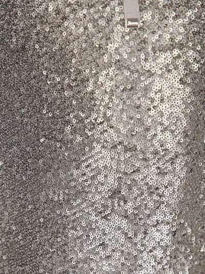 Herno Midi Skirt With Shimmering Metallic Finish And Flared Silhouette In Silver