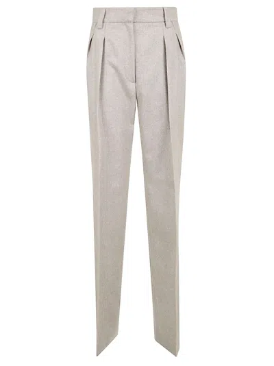 Antonelli Tailored High-waisted Trousers With Pleated Front And Textured Finish In Neutral