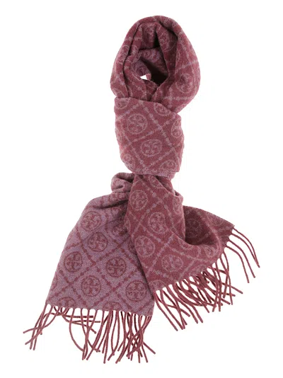 Tory Burch T Monogram Oblong Scarf In Red