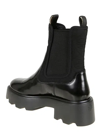 Tory Burch Black Leather And Fabric Chelsea Ankle Boots In Black