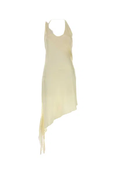 Courrèges Pastel Yellow Stretch Satin Rose Dress In Yellow