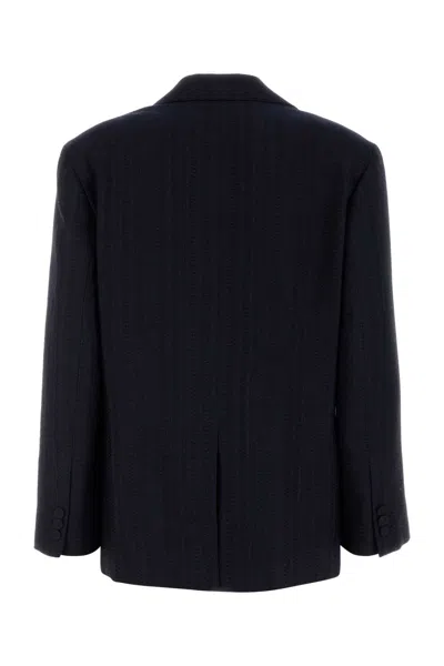 Dries Van Noten Women Embroidered Wool Blend Birdys Blazer In Blue