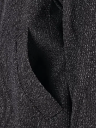 Mfpen Structured Brown Jacket With Front Zipper In Black