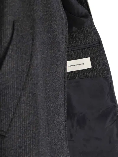 Mfpen Structured Brown Jacket With Front Zipper In Black