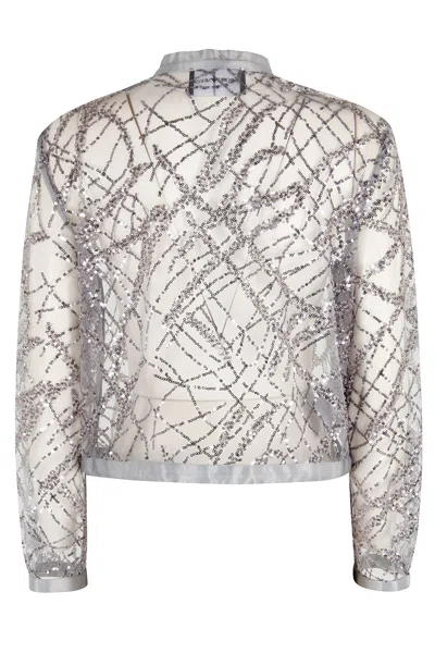 Emporio Armani Cropped Silver Shirt Jacket In Silver
