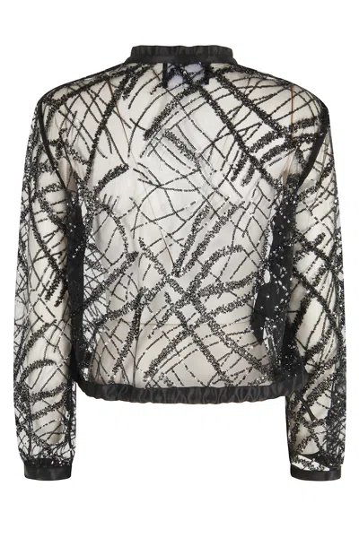 Emporio Armani Embroidered Cropped Shirt Jacket In Black