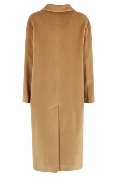 Tagliatore Beige Wool Overfit Coat In Brown