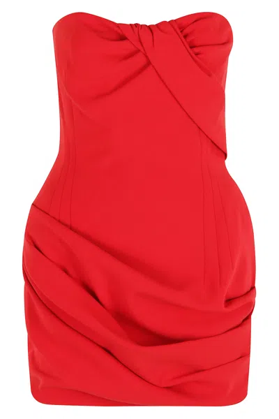 Magda Butrym Structured Corset Mini Dress With Draped Design In Red