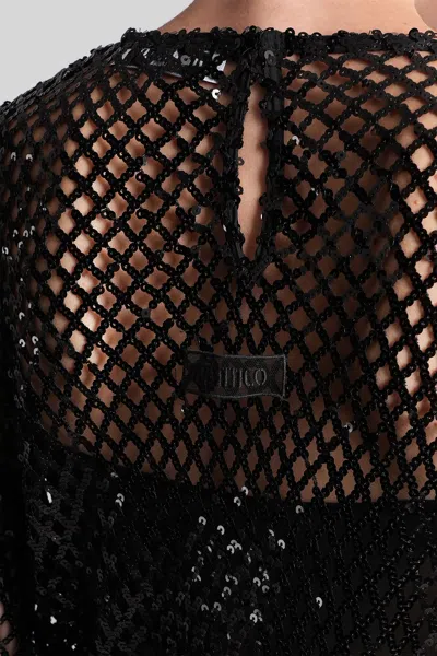 Attico Sheer Mesh Mini Dress In Black