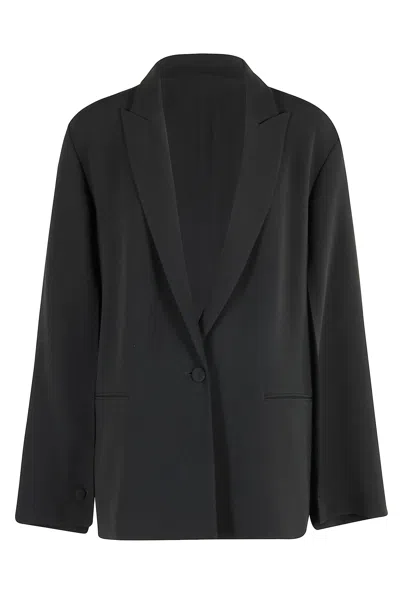 Alberta Ferretti Loose-fit Black Blazer With Lapel Neckline In Black