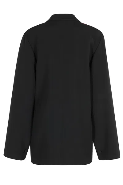 Alberta Ferretti Loose-fit Black Blazer With Lapel Neckline In Black