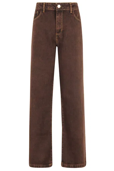 Federica Tosi Wide-leg Jeans With Classic Five-pocket Design In Brown