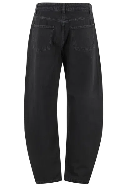 Federica Tosi Balloon-style Black Denim Jeans With Tapered Leg In Black