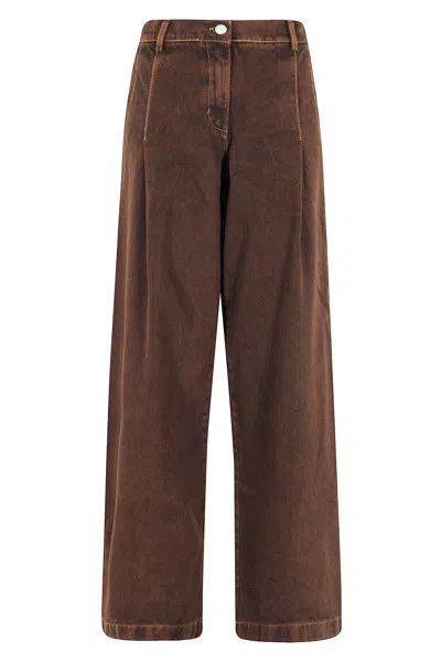 Federica Tosi Relaxed Wide-leg Jeans With Shaded Dark Brown Finish In Brown
