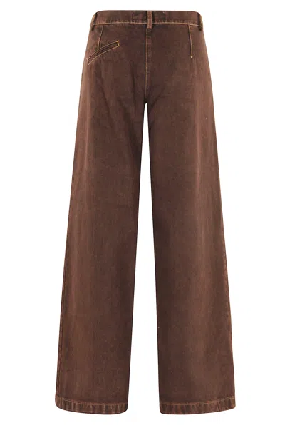 Federica Tosi Relaxed Wide-leg Jeans With Shaded Dark Brown Finish In Brown