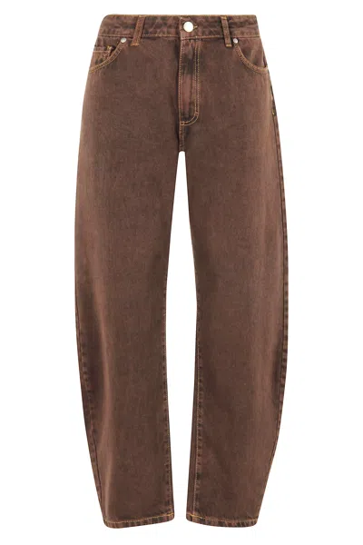 Federica Tosi Balloon Jeans With Contrast Stitching And Relaxed Fit In Brown