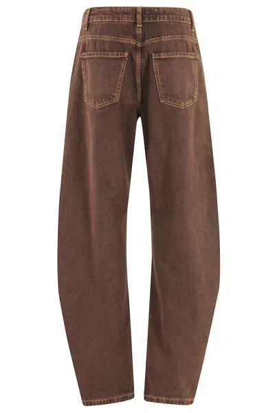 Federica Tosi Balloon Jeans With Contrast Stitching And Relaxed Fit In Brown