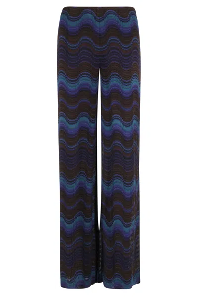 Missoni Wave-pattern Trousers In Blue