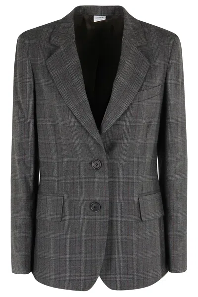 Aspesi Check-pattern Blazer In Black